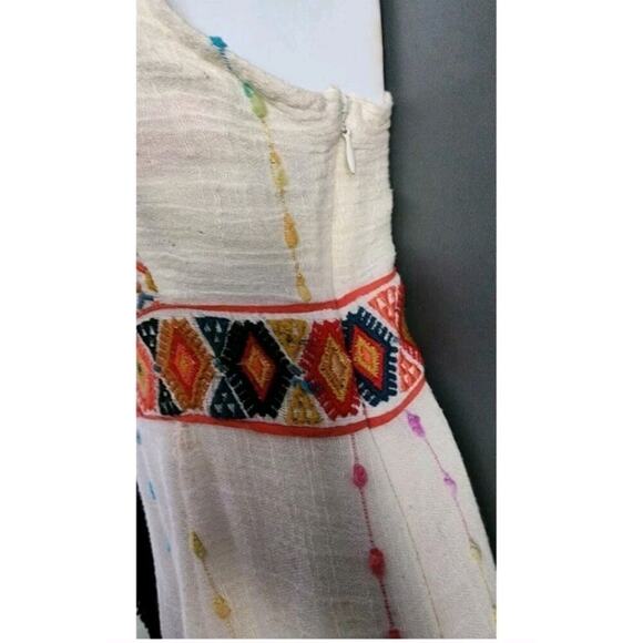 Anthropologie Maeve Llama Artisan Embroidered Midi Peasant Dress Sz 2 Boho - Picture 6 of 8
